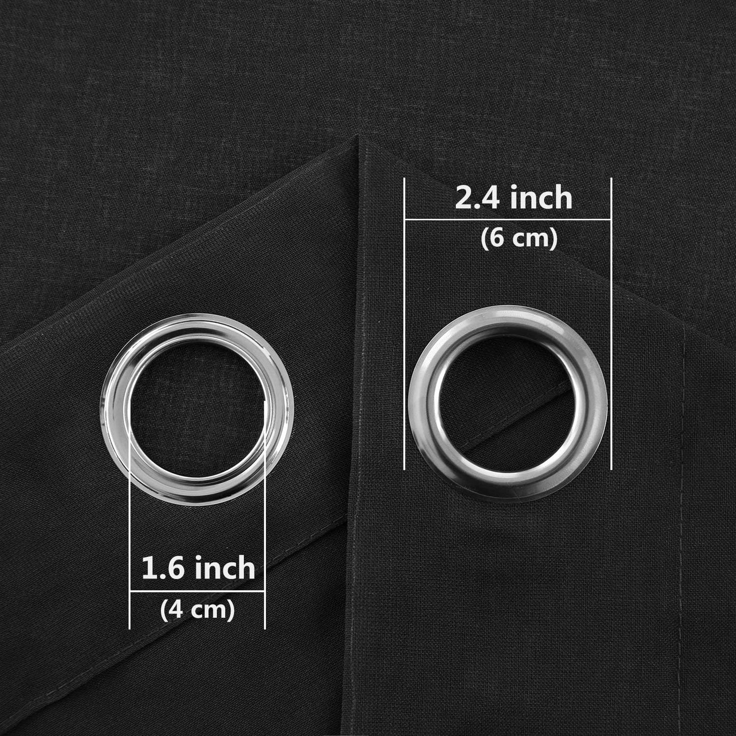 Sheer Curtains Faux Linen Grommet Window Curtain Voile Sheer Drapes for Living Room and Funeral/Gothic Wedding Set of 2 Panels 52 X 72 Inch Long, Black