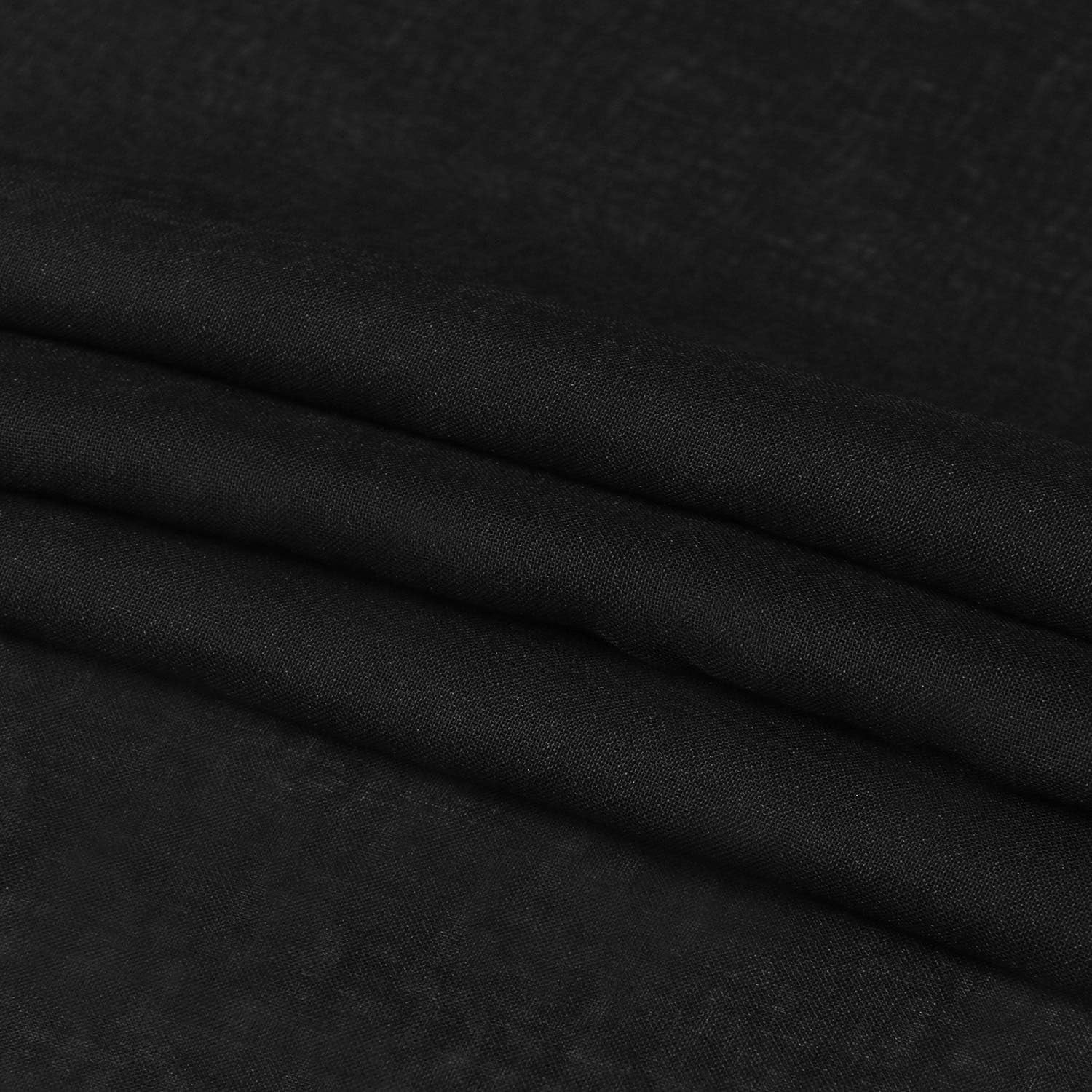 Sheer Curtains Faux Linen Grommet Window Curtain Voile Sheer Drapes for Living Room and Funeral/Gothic Wedding Set of 2 Panels 52 X 72 Inch Long, Black